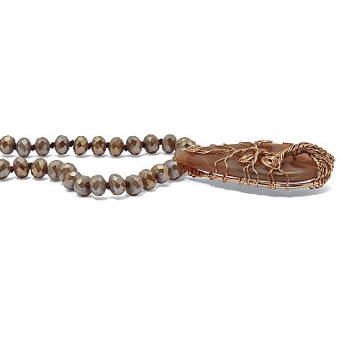 PalmBeach Jewelry Boho Glass Beaded Goldtone Tree Pendant Necklace 34-inch
