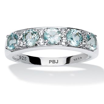 PalmBeach Jewelry 1.66 TCW Round Cut Genuine Blue Topaz Sterling Silver Ring