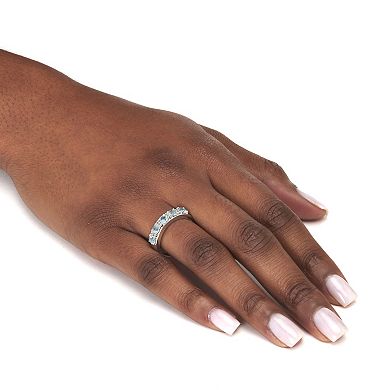 PalmBeach Jewelry 1.66 TCW Round Cut Genuine Blue Topaz Sterling Silver Ring