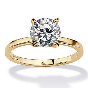 PalmBeach Jewelry 2.0 ct w. Gold-Plated Sterling Silver Cubic Zirconia Solitaire Ring