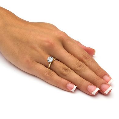PalmBeach Jewelry 2.0 Cttw. Gold-Plated Sterling Silver Cubic Zirconia Solitaire Ring