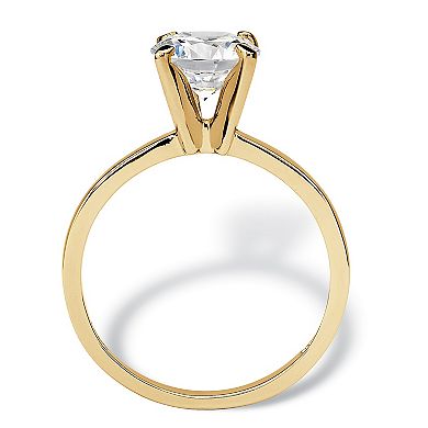 PalmBeach Jewelry 2.0 Cttw. Gold-Plated Sterling Silver Cubic Zirconia Solitaire Ring