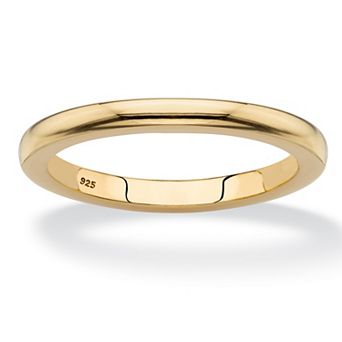 PalmBeach Jewelry 18k Gold-Plated .925 Sterling Silver Polished Wedding Ring Band (2mm)