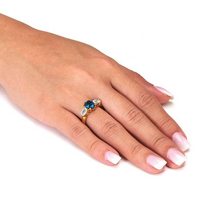 PalmBeach Jewelry 3.64 TCW Oval Genuine London Blue Topaz Yellow Gold-Plated Sterling Silver Ring