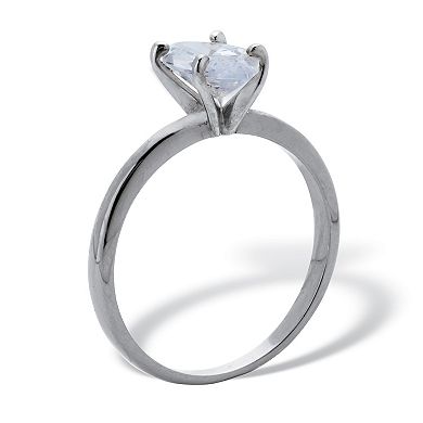 PalmBeach Jewelry 2 TCW Marquise Cubic Zirconia Silvertone Solitaire Engagement Ring