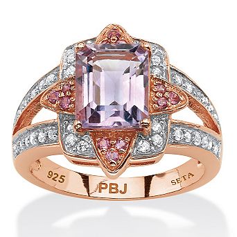 PalmBeach Jewelry 2.93 TCW Genuine Amethyst 18k Rose Gold-Plated Sterling Silver Ring