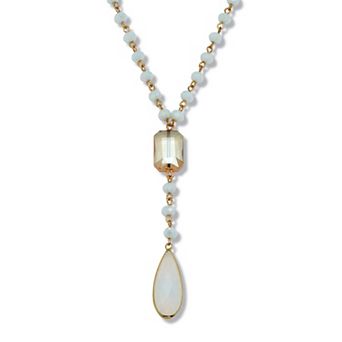 PalmBeach Jewelry Aurora Borealis Crystal Goldtone Y Necklace 24 to 26-inch length