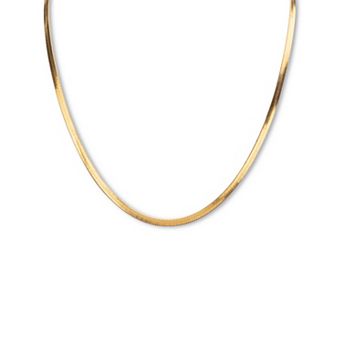 PalmBeach Jewelry Herringbone Chain Necklace Gold Ion-Plated Stainless Steel 18" Length