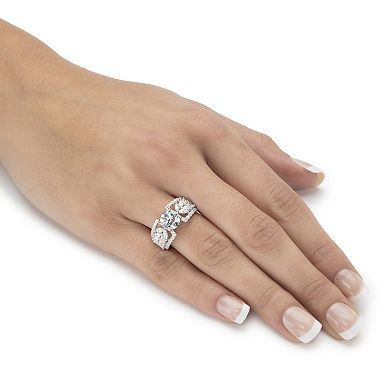 PalmBeach Jewelry 4.12 Cttw. Platinum-plated Sterling Silver Round Cubic Zirconia Leaf Ring
