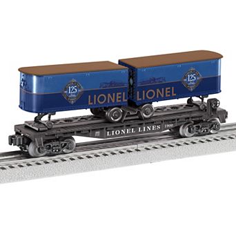 Lionel 125th Anniversary O Gauge Model Train Flatcar with 2 Piggyback Trailers