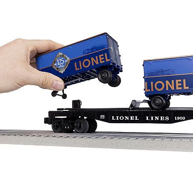 Lionel 125th Anniversary O Gauge Model Train Flatcar with 2 Piggyback Trailers