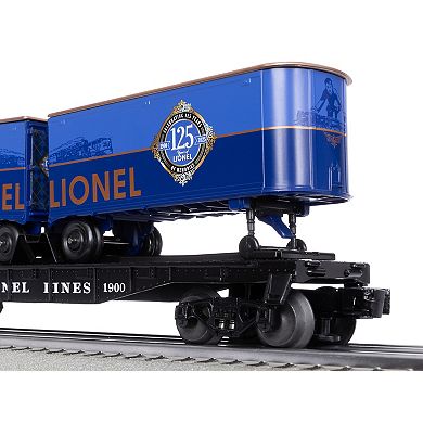 Lionel 125th Anniversary O Gauge Model Train Flatcar with 2 Piggyback Trailers