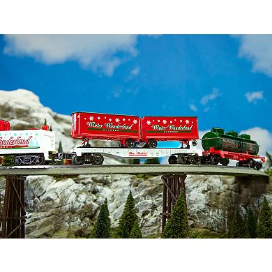 Lionel Winter Wonderland O Gauge Flatcar with 2 Piggyback Trailers