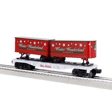 Lionel Winter Wonderland O Gauge Flatcar with 2 Piggyback Trailers