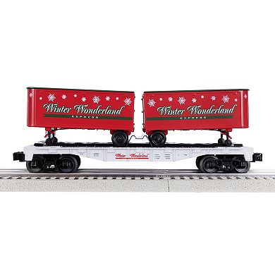 Lionel Winter Wonderland O Gauge Flatcar with 2 Piggyback Trailers