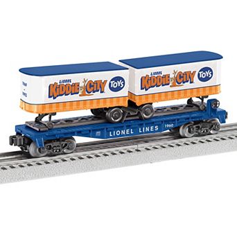 Lionel O Gauge Model Train Flatcar with 2 Piggyback Trailers