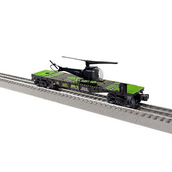 Lionel Area 51 UFO Recovery O Gauge Model Train Flatcar with Helicopter Load