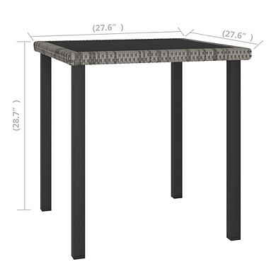 Gary Garden Dining Table, Square Glass Top, Rattan