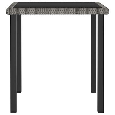 Gary Garden Dining Table, Square Glass Top, Rattan