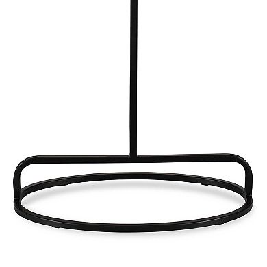 Weny Accent Table, 21 Inch Oval Top, Black Aluminium and Iron Base