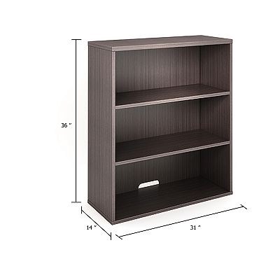Mery Wide 3 Shelf Hutch Bookcase, Wire Hole