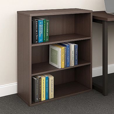 Mery Wide 3 Shelf Hutch Bookcase, Wire Hole