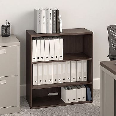 Mery Wide 3 Shelf Hutch Bookcase, Wire Hole