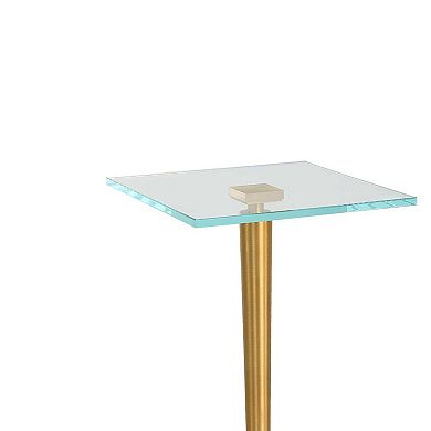 Lemy Accent Table, Square Glass Top, Marble