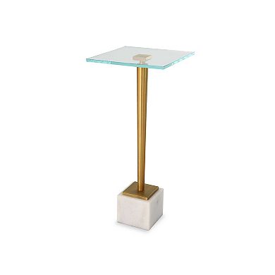 Lemy Accent Table, Square Glass Top, Marble