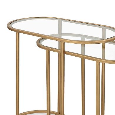 Valo 2pc Nesting Accent Table Set, Glass Oval Top
