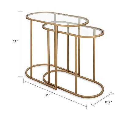 Valo 2pc Nesting Accent Table Set, Glass Oval Top