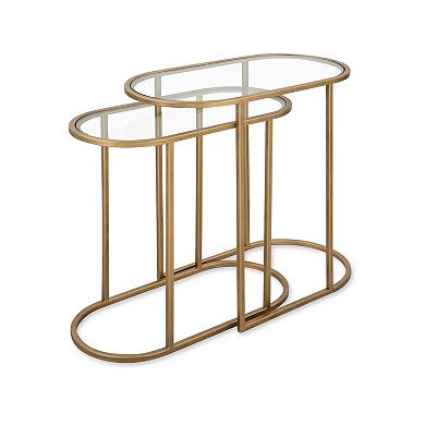 Valo 2pc Nesting Accent Table Set, Glass Oval Top