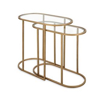 Valo 2 pc Nesting Accent Table Set, Glass Oval Top