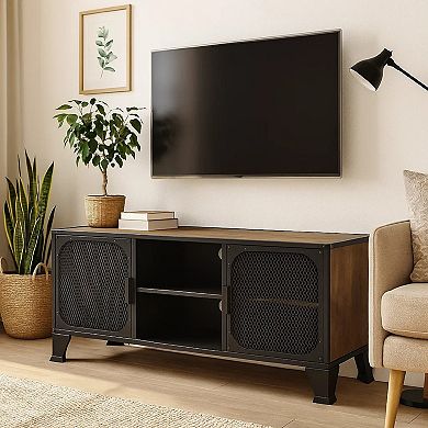 Andy TV Stand Media Cabinet, 2 Doors, 1 Shelf
