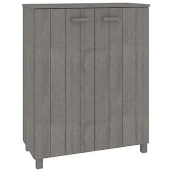 Shoe Cabinet, Gray Solid Pine Wood w Block Legs, 4 Shelves, 43 Inch