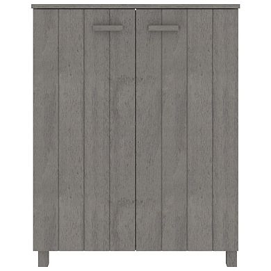 Shoe Cabinet, Gray Solid Pine Wood w Block Legs, 4 Shelves, 43 Inch