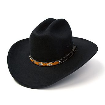 Black Felt Western Cattleman Hat with Black and Brown Band