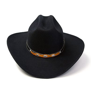 Black Felt Western Cattleman Hat with Black and Brown Band