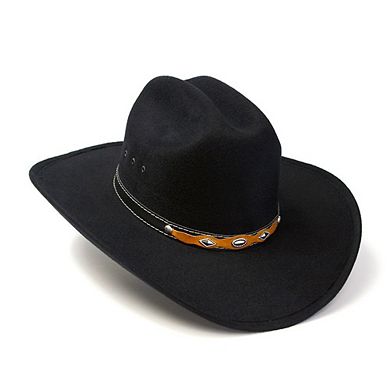 Black Felt Western Cattleman Hat with Black and Brown Band
