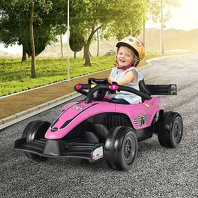 12V Kids Formula Electric Ride-On Racing Car with Remote - Pink
