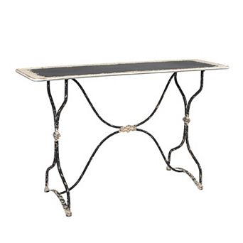 Hello Honey Vintage Metal Sofa Table, Distressed Black and White