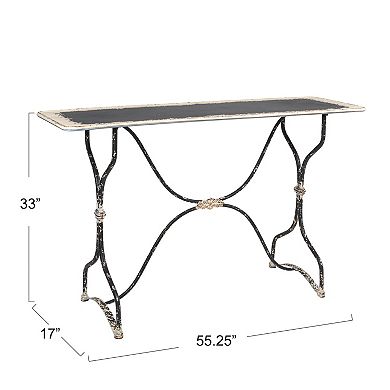 Hello Honey Vintage Metal Sofa Table, Distressed Black and White