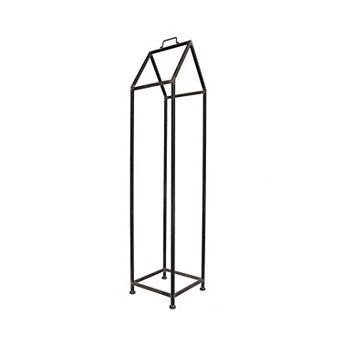 Hello Honey Metal House Shaped Fire Wood Holder with Handle, Black