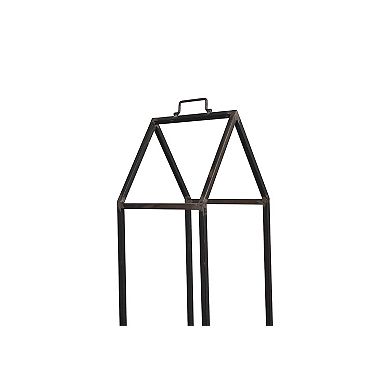 Hello Honey Metal House Shaped Fire Wood Holder with Handle, Black