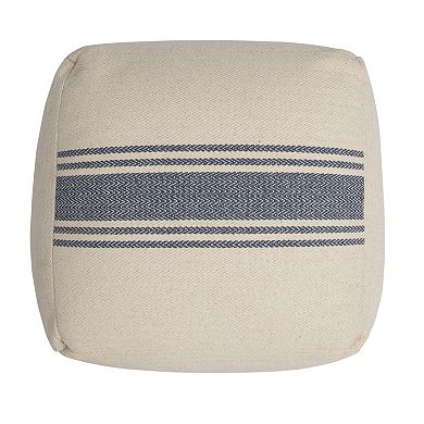 Hello Honey Striped Square Canvas Pouf, Blue