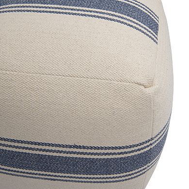 Hello Honey Striped Square Canvas Pouf, Blue