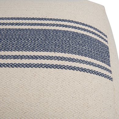Hello Honey Striped Square Canvas Pouf, Blue