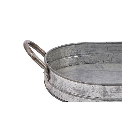 Hello Honey Oval Galvanized Metal Tray with Handles