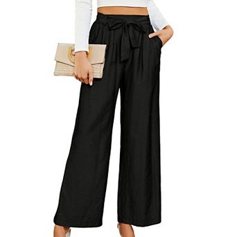 Women's Pants Wide Leg Lightweight Casual High Waisted Flowy Tie Knot Trousers Palazzo Pant