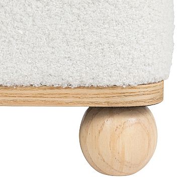 Hello Honey Square Boucle Upholstered Ottoman, Cream